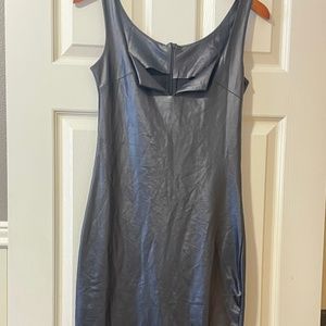 Faux Leather Bodycon Midi Dress Black